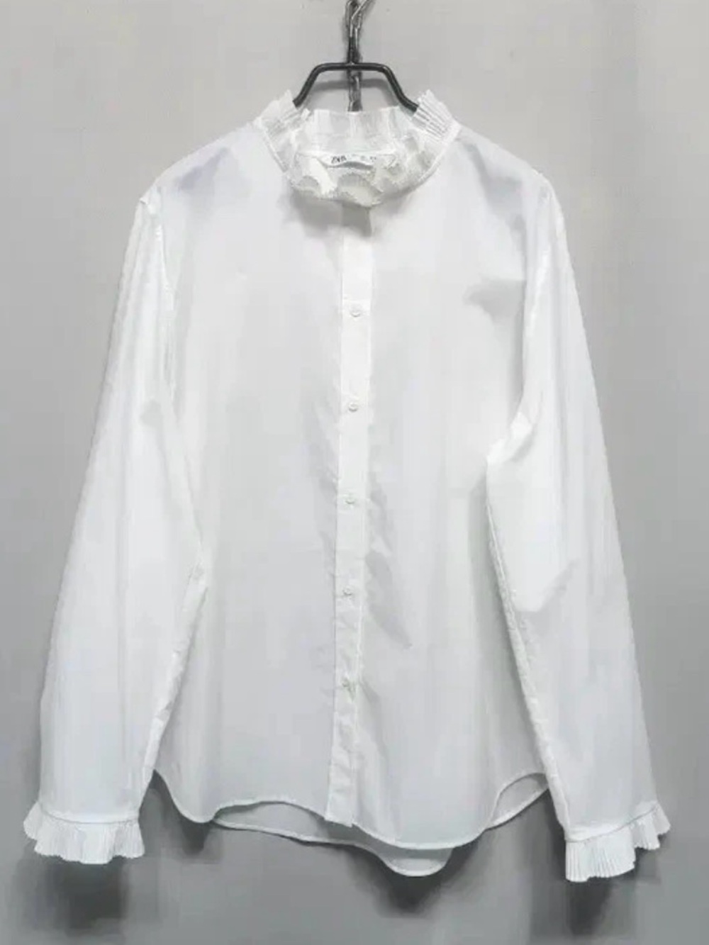 NWT Zara White Ruffle Collar Women’s Top Blouse